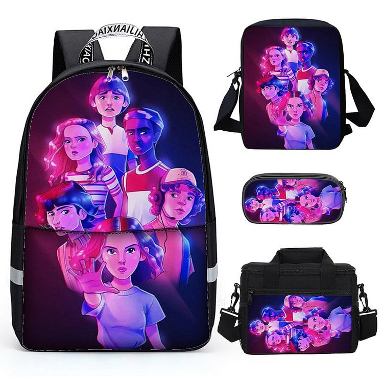 Mayoulove Stranger things 3D Print Backpack for Boys Girls School Bookbag 4-pieces Set-Mayoulove