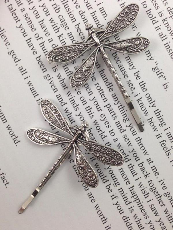 Antique silver retro dragonfly hairpin Liu seaside clip-Mayoulove