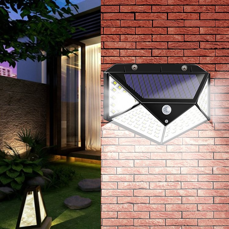 100LED Solar Wall Lamp Outdoor Waterproof Wide Angle Motion Sensor Lights