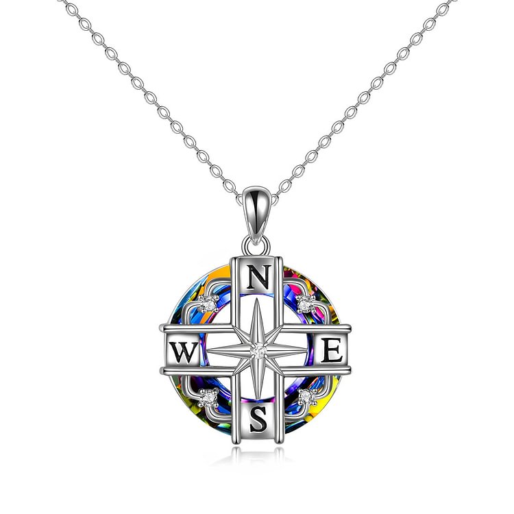 For Daughter - S925 Follow Your Inner Compass Crystal Compass Necklace