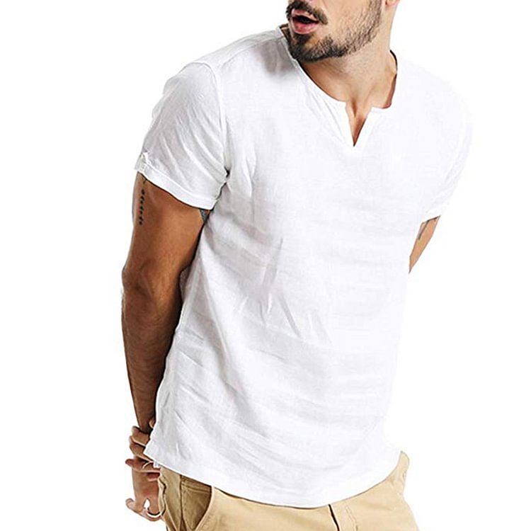BrosWear Solid Color Short Sleeve T-Shirt