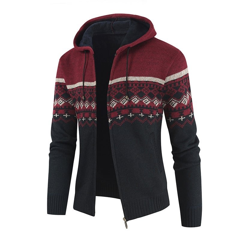 Men's Color Matching Cashmere Cardigan Sweater-Corachic