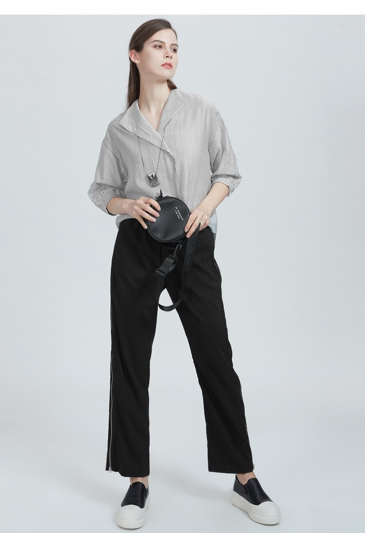 SDEER Straight trousers with elastic zipper pants