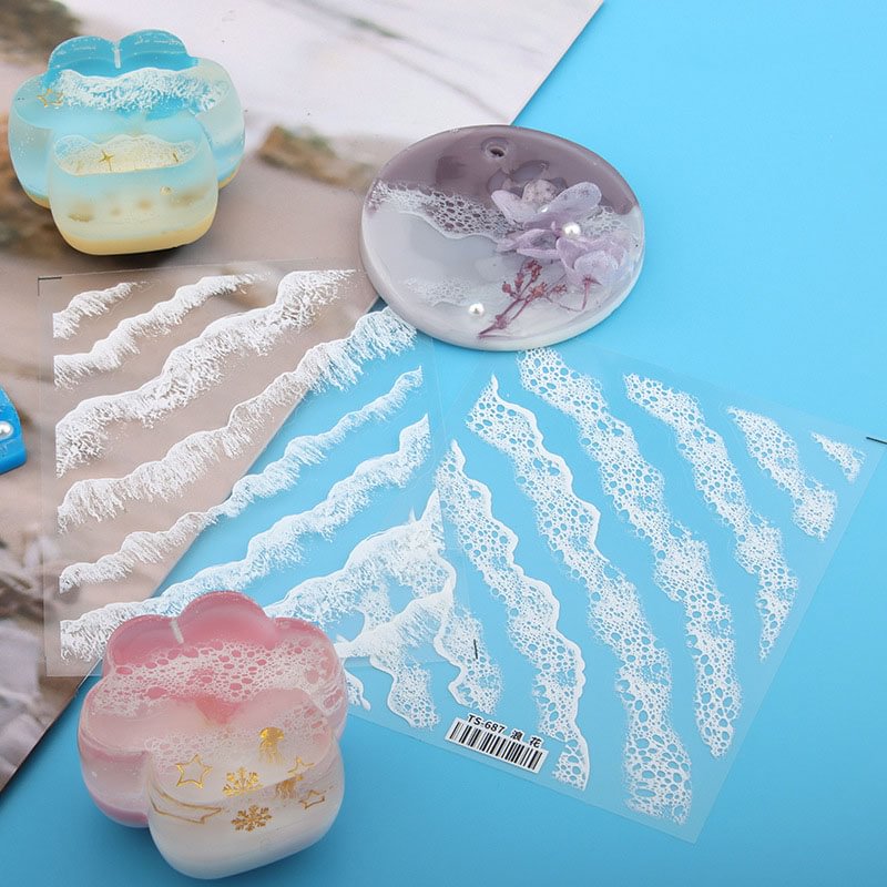 3PCS Sea Wave Stickers for Resin Crafts