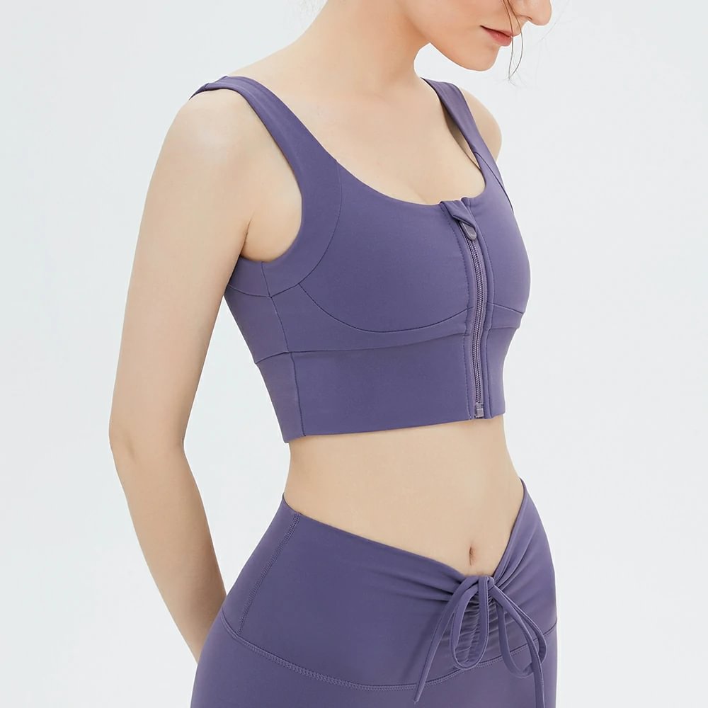 Hergymclothing high support front zip sports bra display