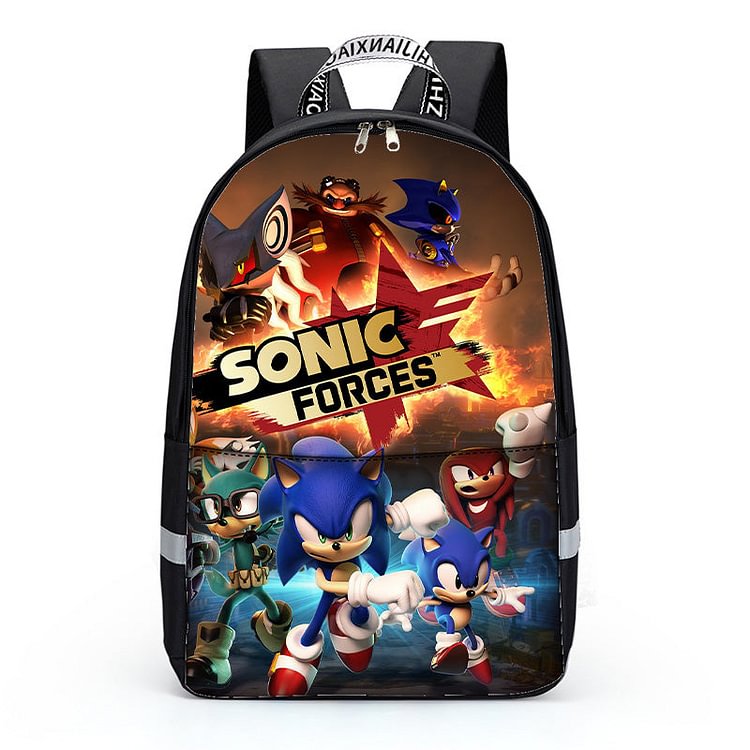 Mayoulove 3 In 1 School Backpacks Teens Girls Boys Preschool Shoulder Bagpack+Cooler Warm Lunch Pouch+Zipper Closure Pencil Case Cool Sonic the Hedgehog Bookbags-Mayoulove