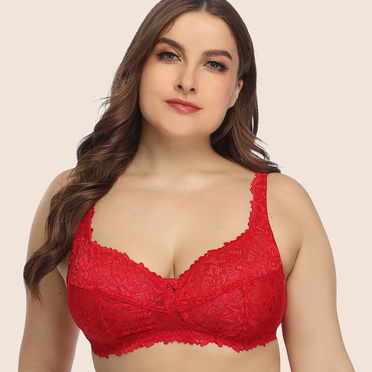 Plus Size Push Up Thin Full Coverage Linning Lace Bras