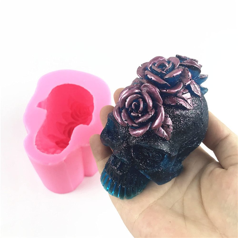 3D Skull with Rose Casting Resin Mold