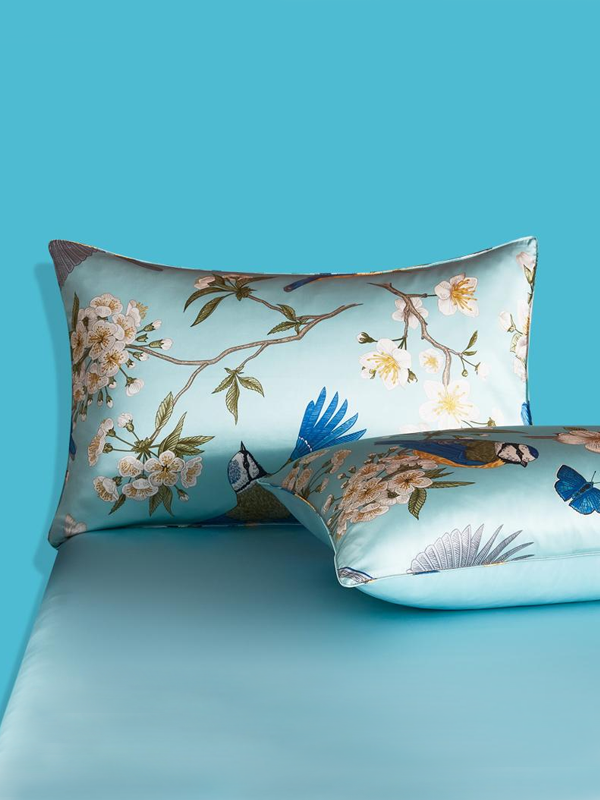 Spring Print Oriental Double Side Silk Pillowcase