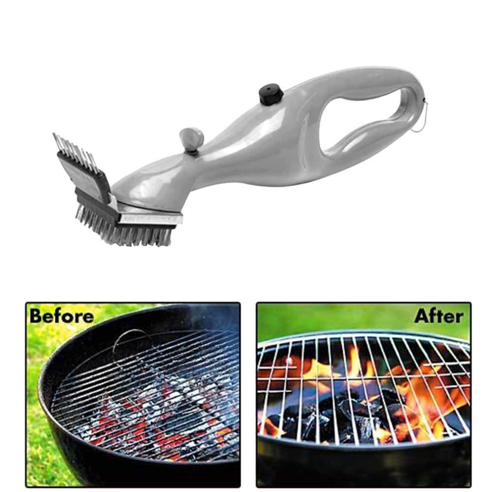 BBQ Grill Steam Cleaning Brush with Stainless Steel Bristles - vzzhome