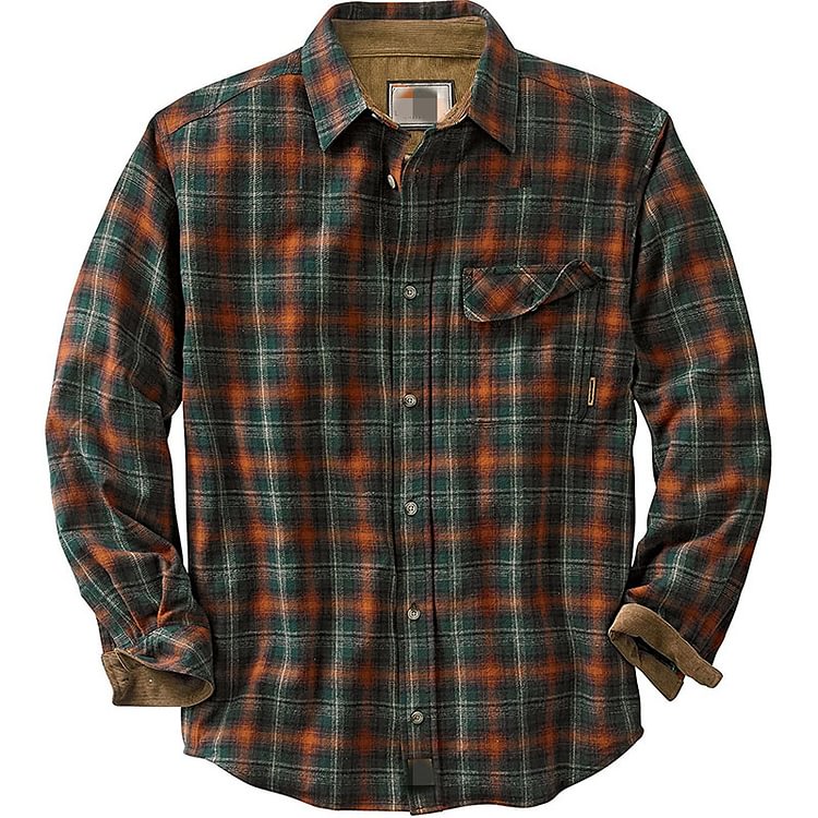 BrosWear Autumn And Winter Gradient Check Long Sleeve Shirt