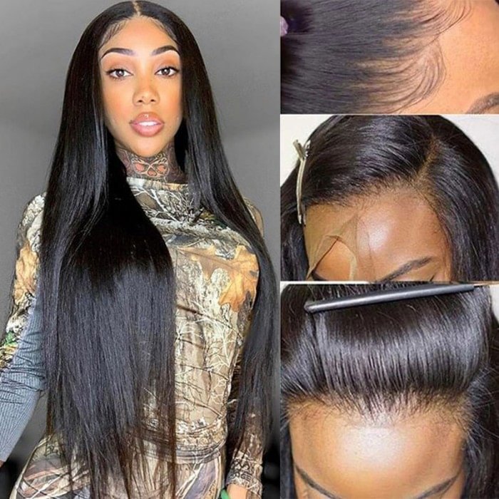 💥 Affordable  💥 Undetectable T Part Frontal Lace Wigs | Black Staight Hair Wigs | Upgraded 2.0