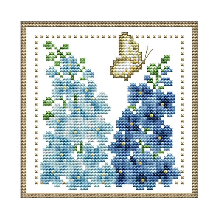 December Flower-July - 14CT 2 Strands Threads Counted Cross Stitch Kit - 17x17cm(Canvas)