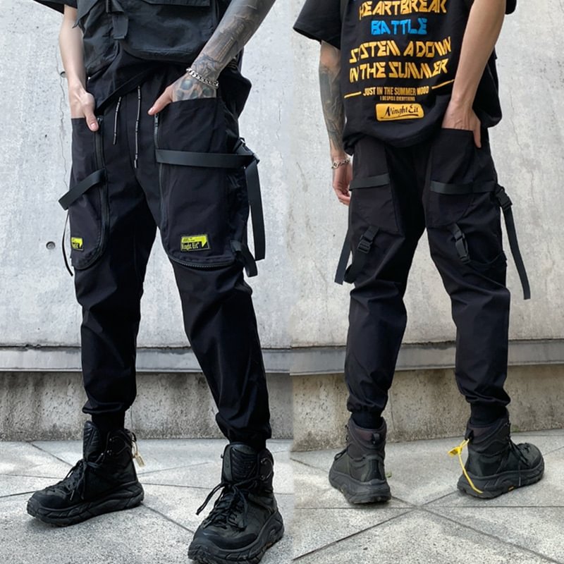National Tide Dark Black Function Japanese Pants High Street Ins Tide Brand / Techwear Club / Techwear