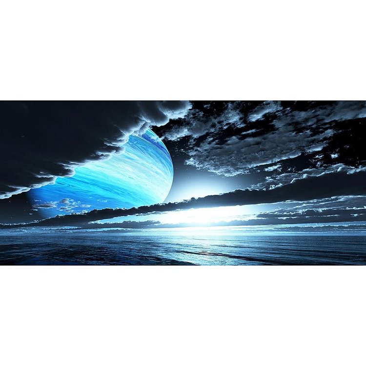 Blue Planet Above Sea - Round Drill Diamond Painting - 60*30CM (Big Size)