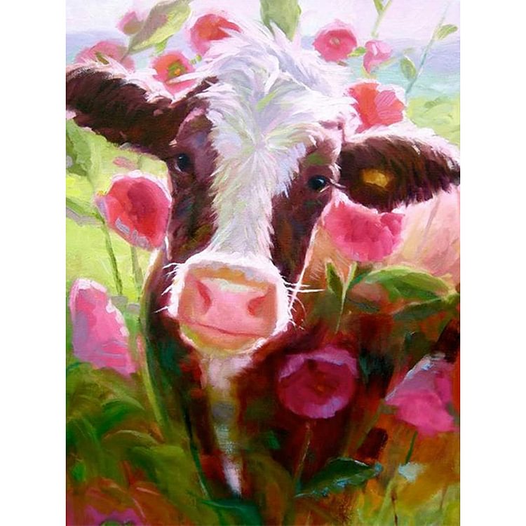 (Counted/Stamped)Flower Cow - 3 Strands Cross Stitch 36*46CM