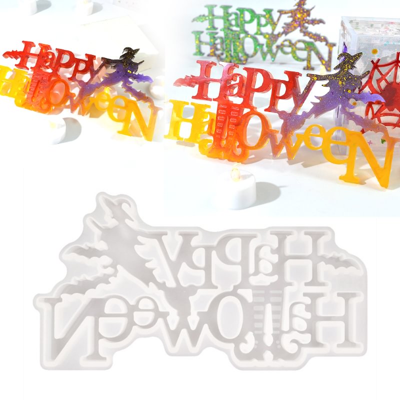 Happy Halloween Word Sign Resin Mold