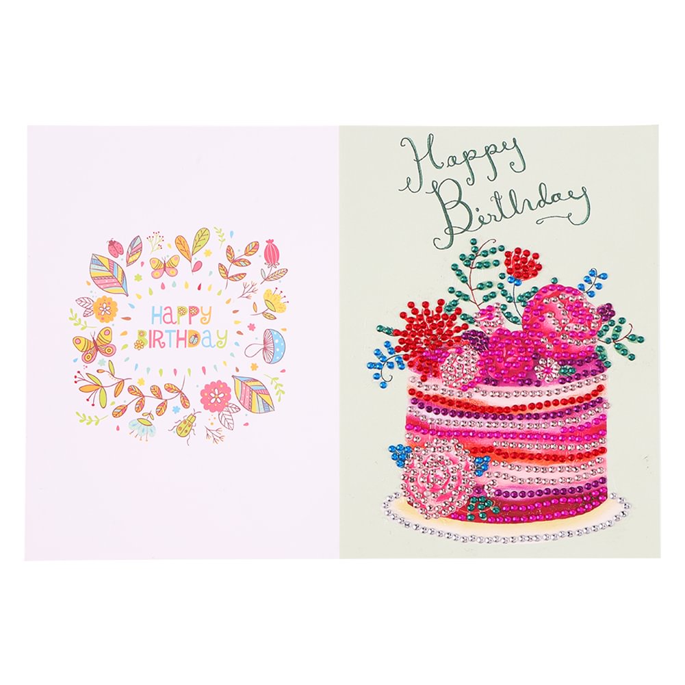 DIY Special Shaped 5D Diamond Painting Happy Birthday Cards/Postcards Set