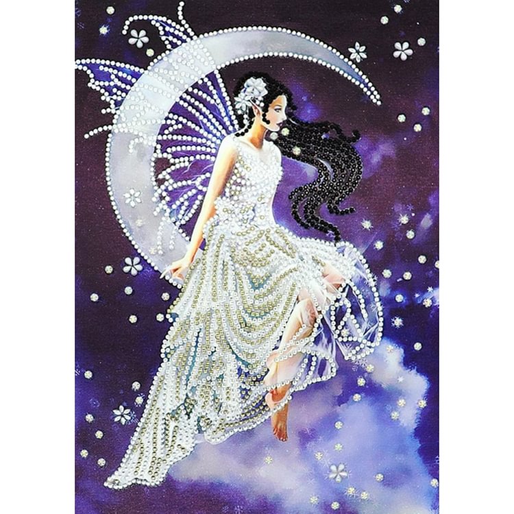 Angels on Moon - Special Shaped Diamond Painting - 30*40CM