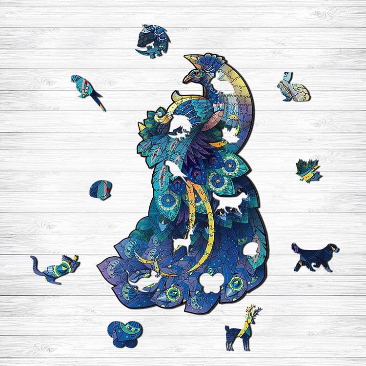 Blue Peacock Wooden Jigsaw Puzzle