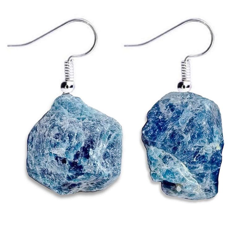 Blue Apatite Stone Raw Earrings-Mayoulove