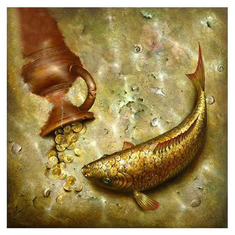 Fish Round Drill Diamond Painting 30X30CM(Canvas)-gbfke