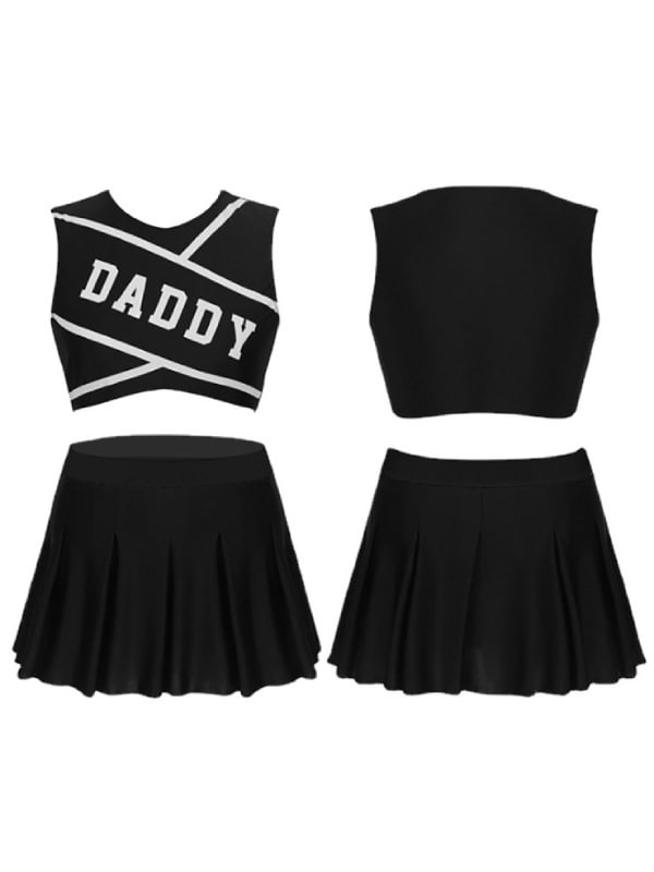 Cosplay Cheerleader Costume Crop Top & Mini Pleated Skirt Uniform-Icossi
