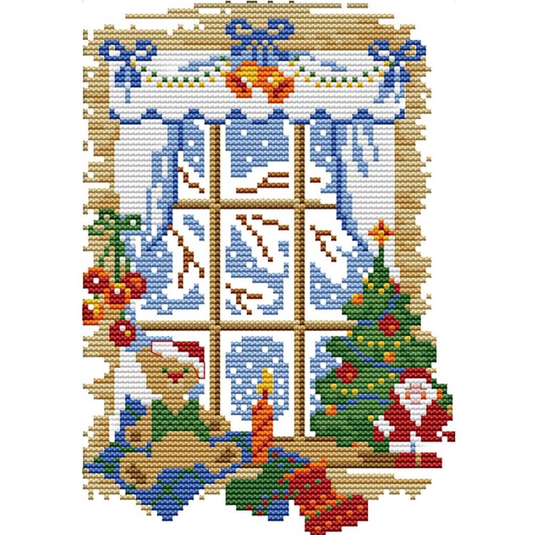 Christmas Window - 14Ct Stamped Cross Stitch Kit 18*26CM