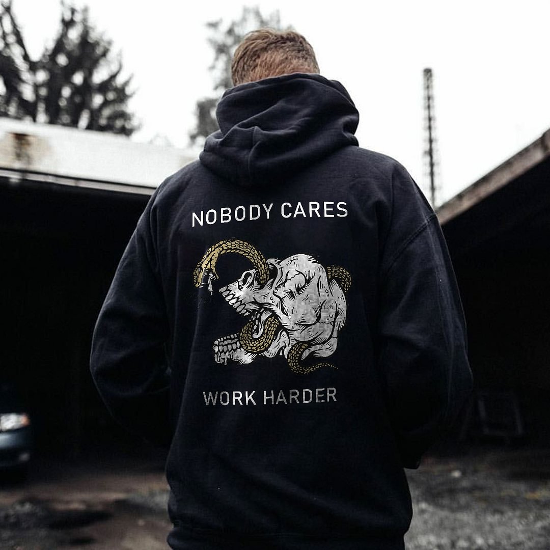 UPRANDY Nobody Cares Work Harder Skull Printed Men's Hoodie -  UPRANDY