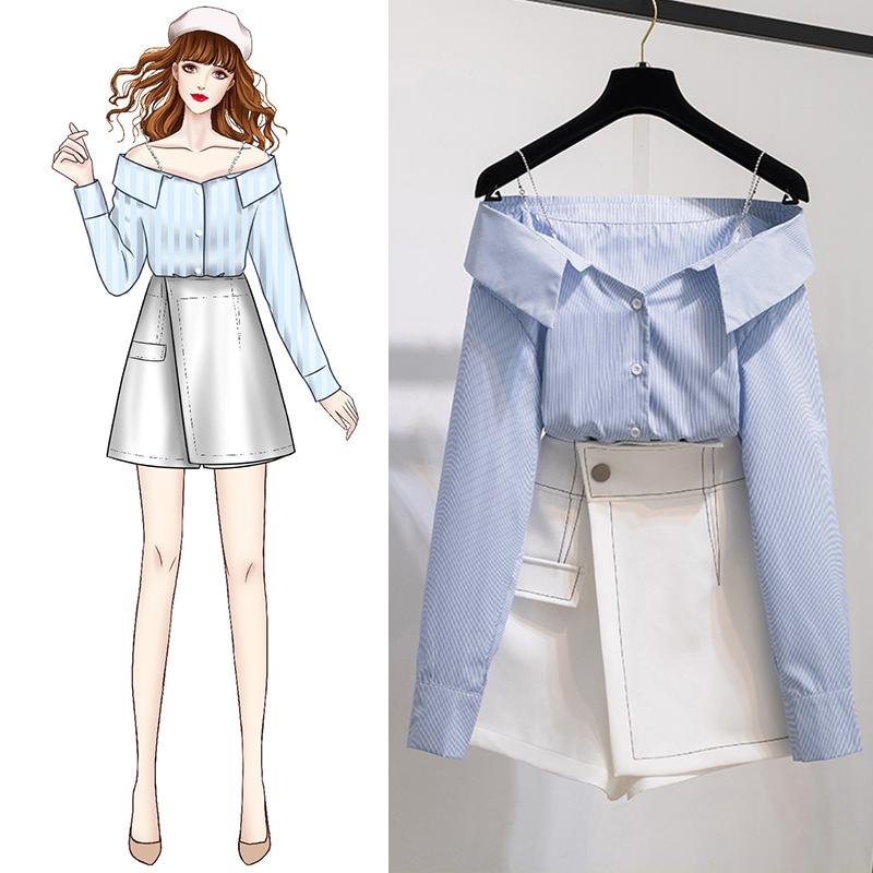 Fashion Slip Blouse+Pocket Skirt P11703