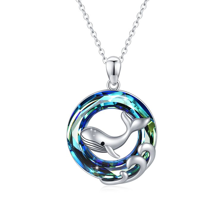S925 Whale Crystal Circle Necklace