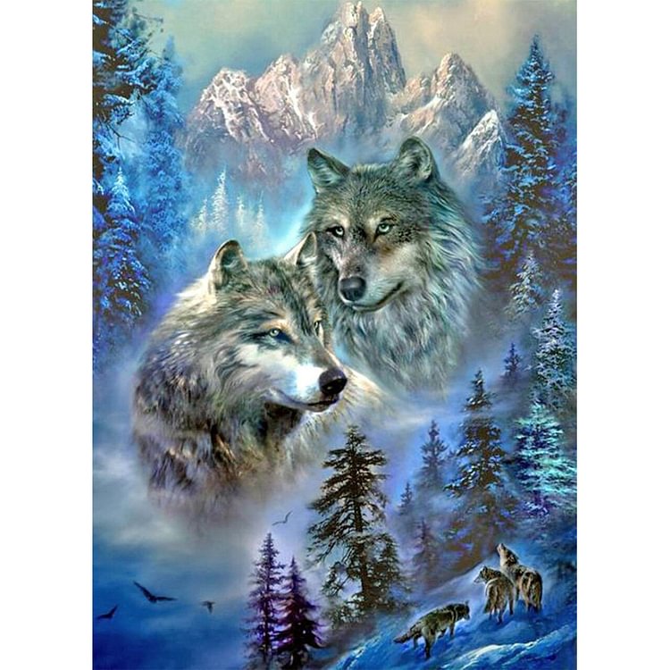 Two Wolves - Square Drill Diamond Painting - 40*50CM