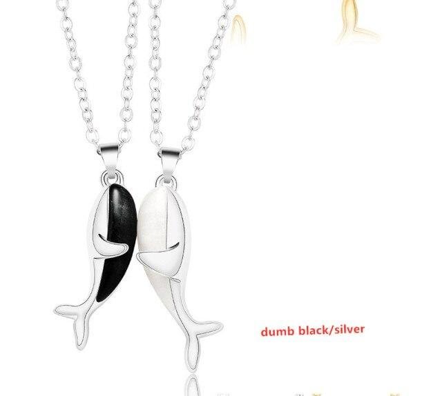 Magnetic Couple Whale Affectionate Hug Pendant Necklace-Mayoulove