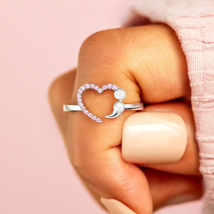 Never-Ending Love Story Heart Semicolon Ring