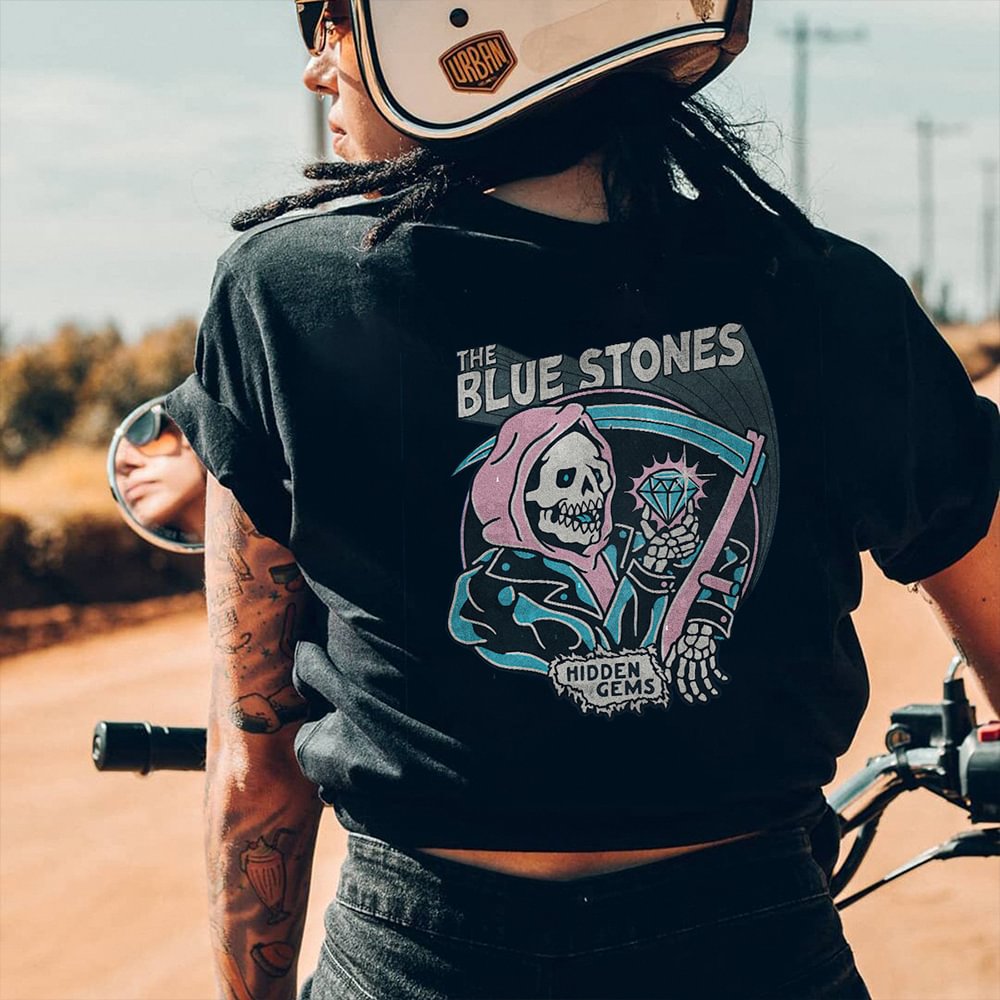 Minnieskull The Blue Stones Skull Print T-shirt - Minnieskull