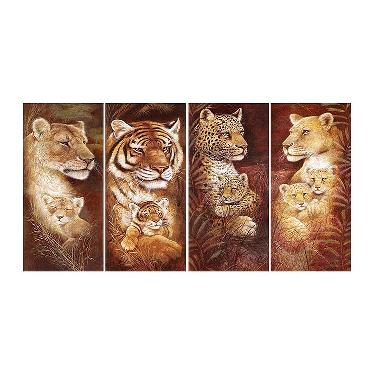 4pcs Tiger - Full Square Drill Diamond Painting - 80x40cm(Canvas)