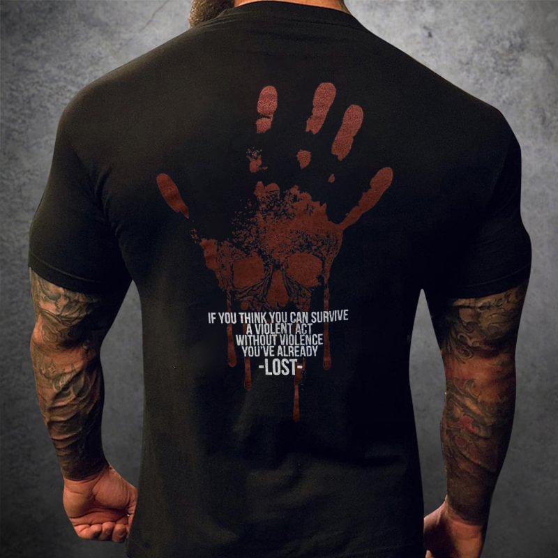 Livereid Violence Skull Palm Print T-shirt - Livereid
