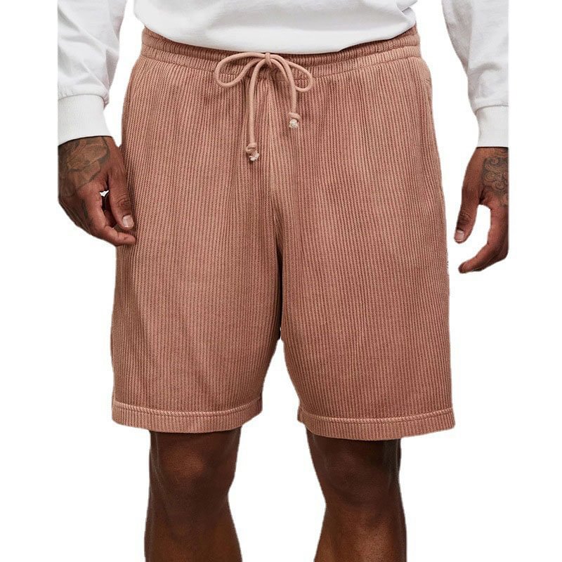 Men's Corduroy Casual Solid Color Summer Shorts-VESSFUL
