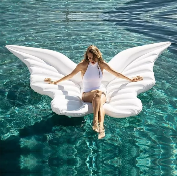 Giant white angel wings inflatable swimming pool floating ball （98in*71in）、Mnds kjsh、sdecorshop