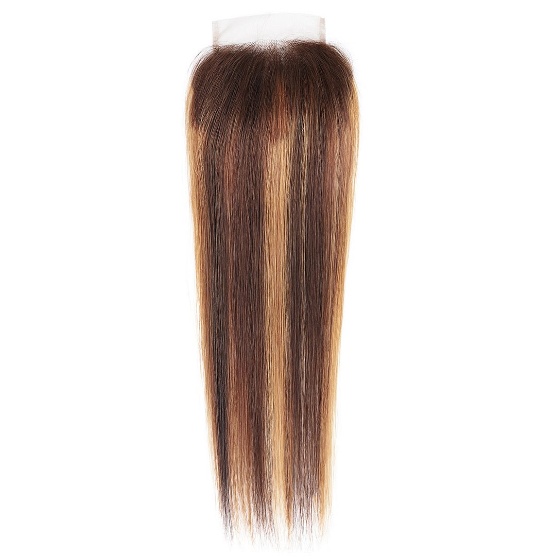1 PC Golden Brown Straight 4x4 Lace  Closure丨Malaysian Virgin Hair