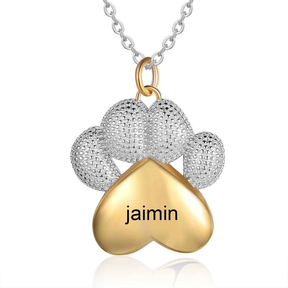 Personalized Paw Print Pet Dog Tag Pendant Necklace, Custom Necklaces with Name