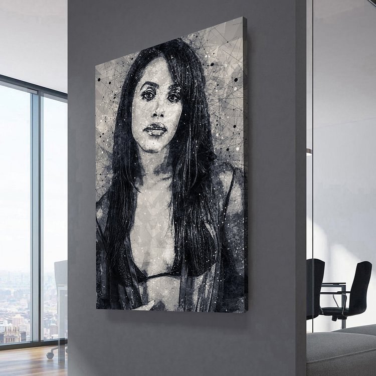 Aaliyah Geometric Black and White Canvas Wall Art