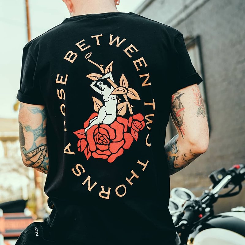 Retro rose girl print short sleeve t-shirt - Krazyskull