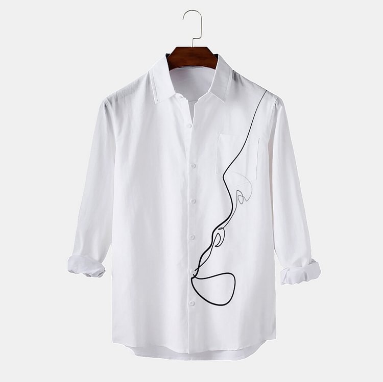 BrosWear Fashion Casual Simple Line Print Shirt