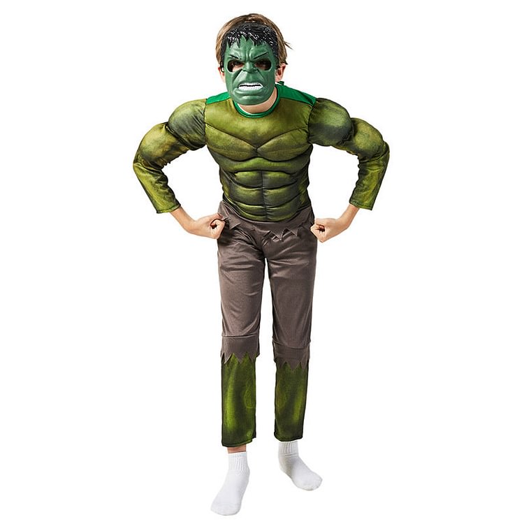 Mayoulove Superhero Hulk Cosplay Costume with Mask Boys Girls Bodysuit Kids Halloween Fancy Jumpsuits-Mayoulove