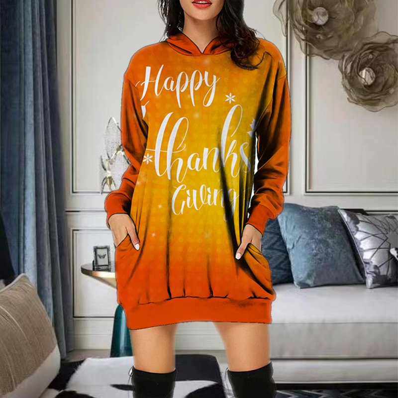 Women's Happy Thanksgiving Printed Comfortable Dress