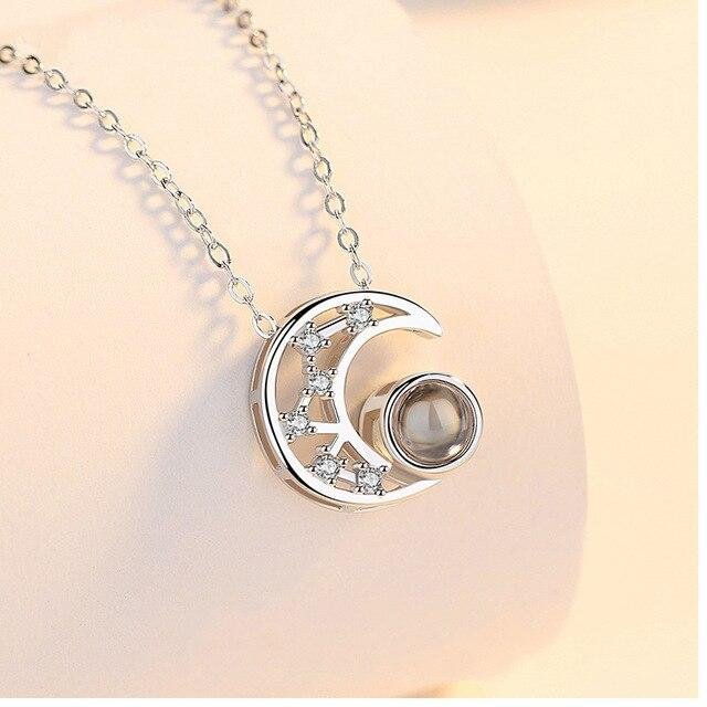 Star Moon Pendant Necklace 100 languages I love you-Mayoulove