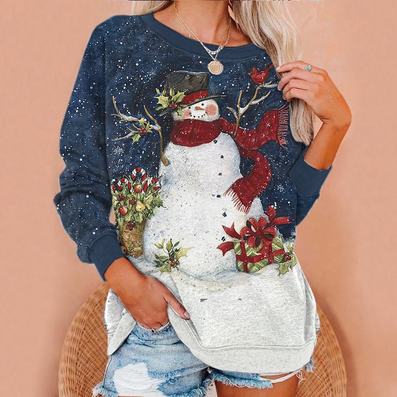 Merry Christmas Snowman Patterns Vintage Sweatshirt