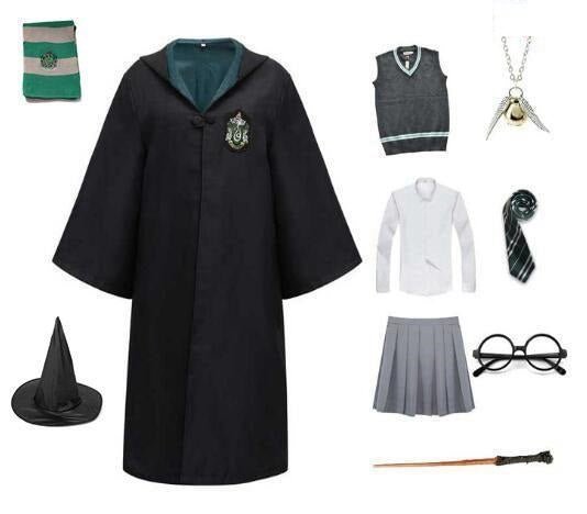 Mayoulove Harry Potter Slytherin Ravenclaw Cosplay Suits 10pcs Set Hogwarts School Uniform for Women Girls Halloween Costume-Mayoulove