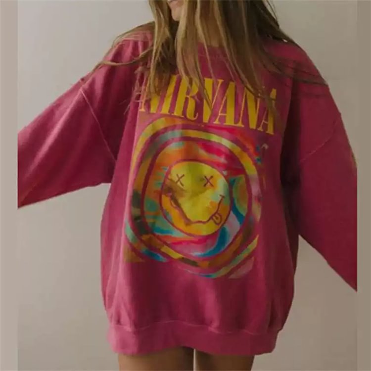 Nirvana Smile Face Crewneck Overdyed Sweatshirt